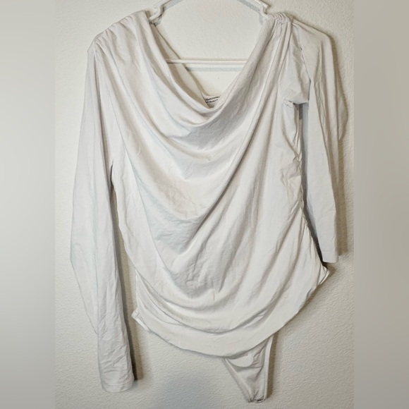 Abercrombie & Fitch White Drape Neck Bodysuit - Picture 1 of 5